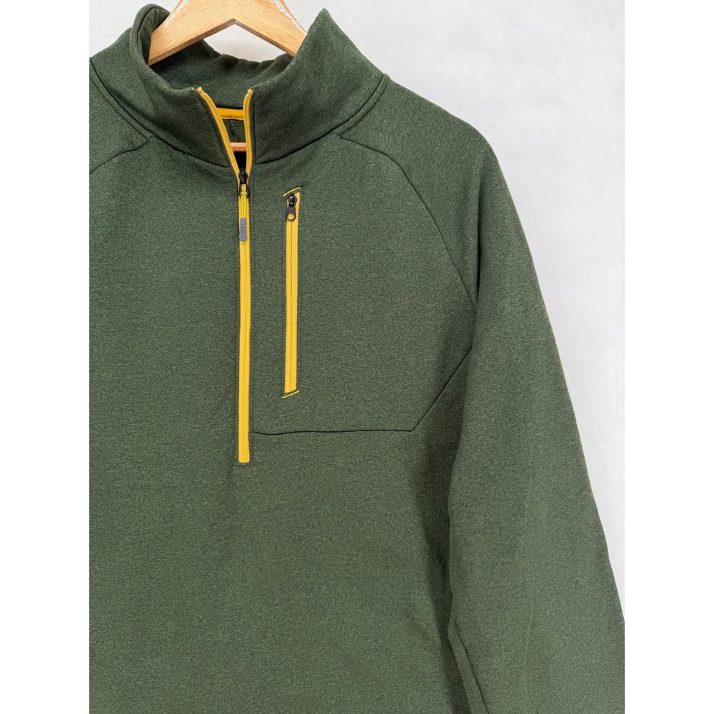 LL Bean Mens L Mountain Fleece Half Zip Green Pullover Hiking